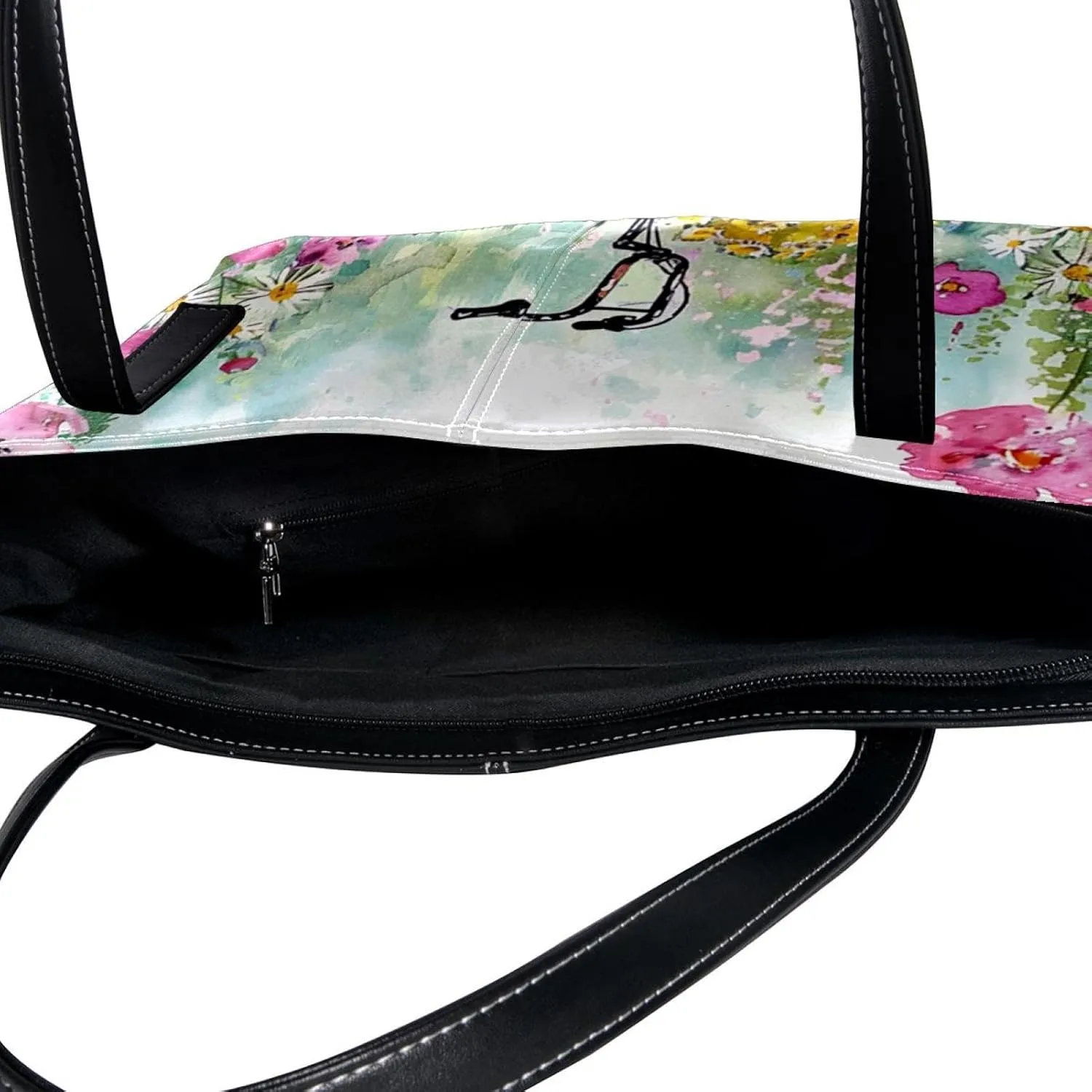 Tote Bag for Women, Large Tote Bag, Women's Tote Handbags, Hello Summer Pink Bike Flowers, Tote Bags for Women