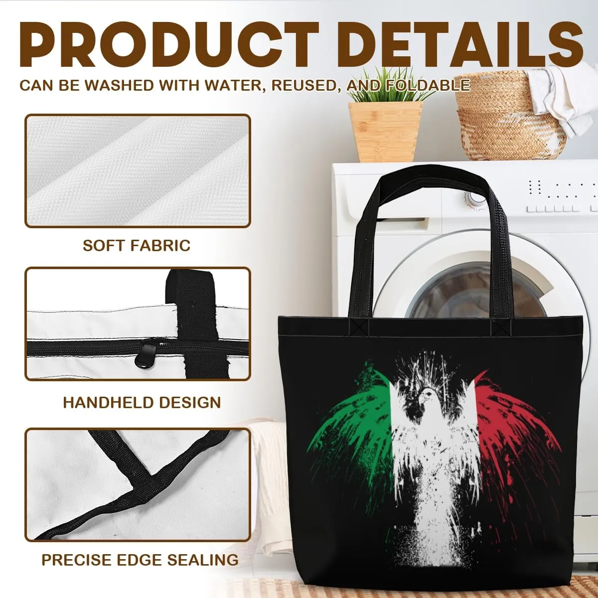 Tote Bag for Women Men Large Reusable Beach Shoulder Bags With Zipper for Gym Shopping Travel Gifts Yoga