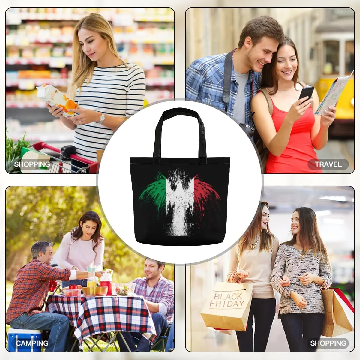 Tote Bag for Women Men Large Reusable Beach Shoulder Bags With Zipper for Gym Shopping Travel Gifts Yoga
