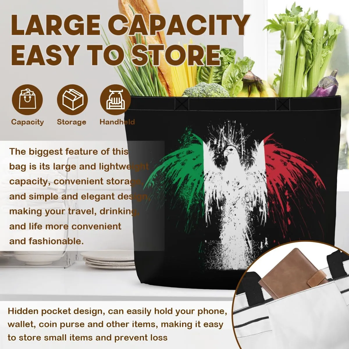 Tote Bag for Women Men Large Reusable Beach Shoulder Bags With Zipper for Gym Shopping Travel Gifts Yoga
