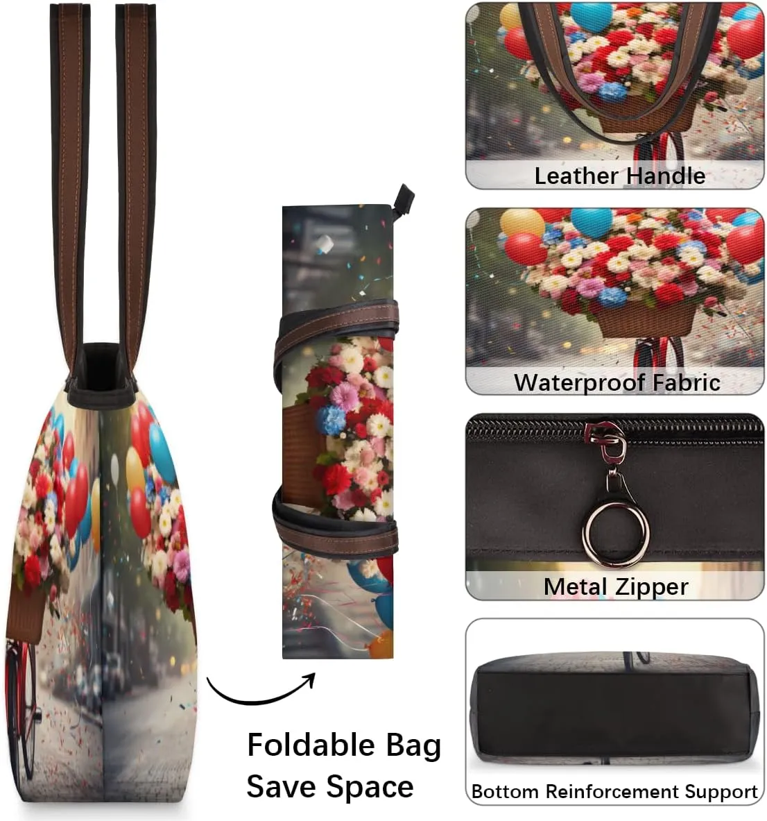 Tote Bag for Women with Zipper Large Capacity Top Handle Casual Shoulder Bag Handbag Reusable Shopping