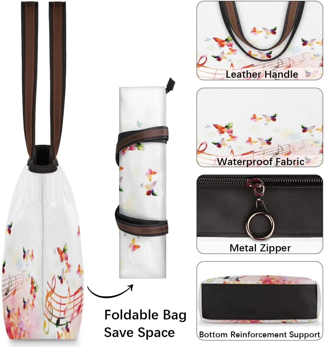 Tote Bag for Women with Zipper Large Capacity Top Handle Casual Shoulder Bag Handbag Reusable Shopping