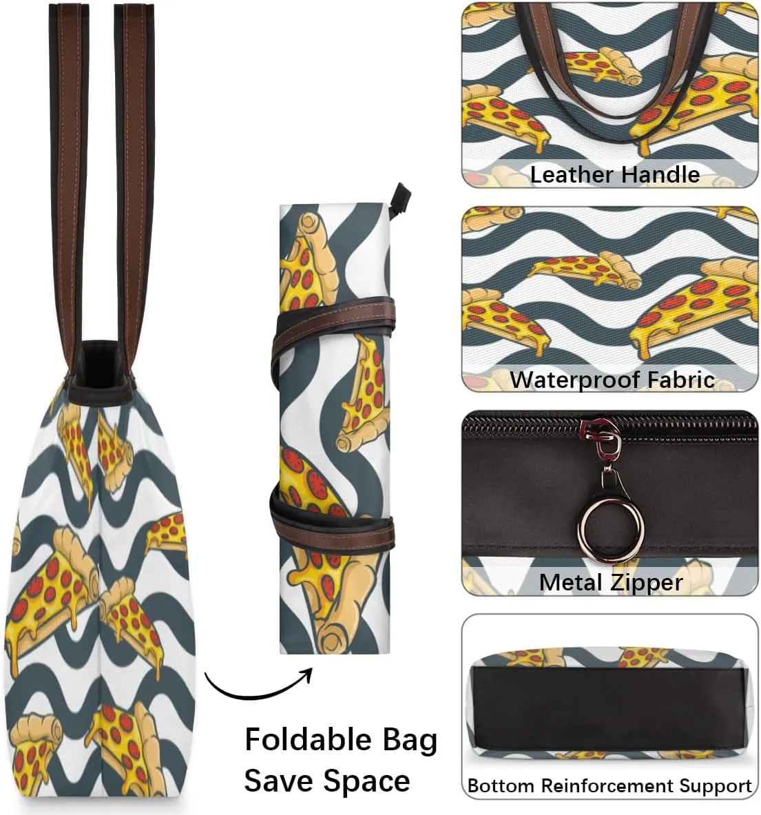 Tote Bag for Women with Zipper Large Capacity Top Handle Casual Shoulder Bag Handbag Reusable Shopping