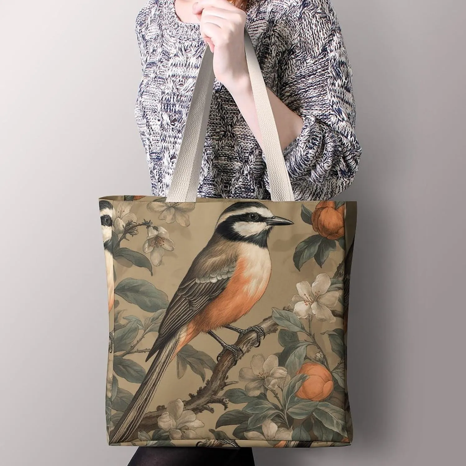 Tote Bag Laptop Handbag On Flowering Tree Grocery Bag Canvas Shoulder Bag Crossbody Bag for Travel