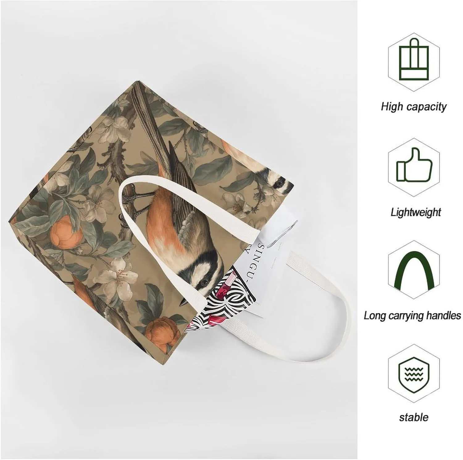 Tote Bag Laptop Handbag On Flowering Tree Grocery Bag Canvas Shoulder Bag Crossbody Bag for Travel