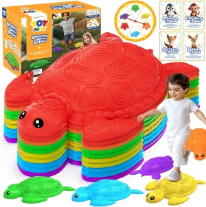 TOY Life 10 Pcs Turtle Balance Stepping Stone for Kids, Indoor Outside Toys for Kids Ages 4-8, Toddler Outdoor Toys, Stepping Stones Game, with Cards and Spinner