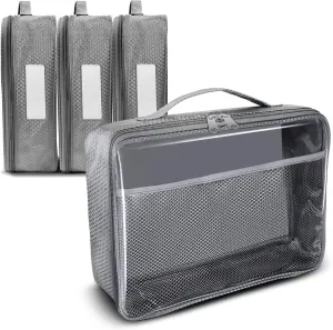 Toy Storage Organizer - On the Go Car Organization Bag, Lego Travel Case, Activity Bags for Kids, Traveling Carrying Case (Large 4 pc Grey)
