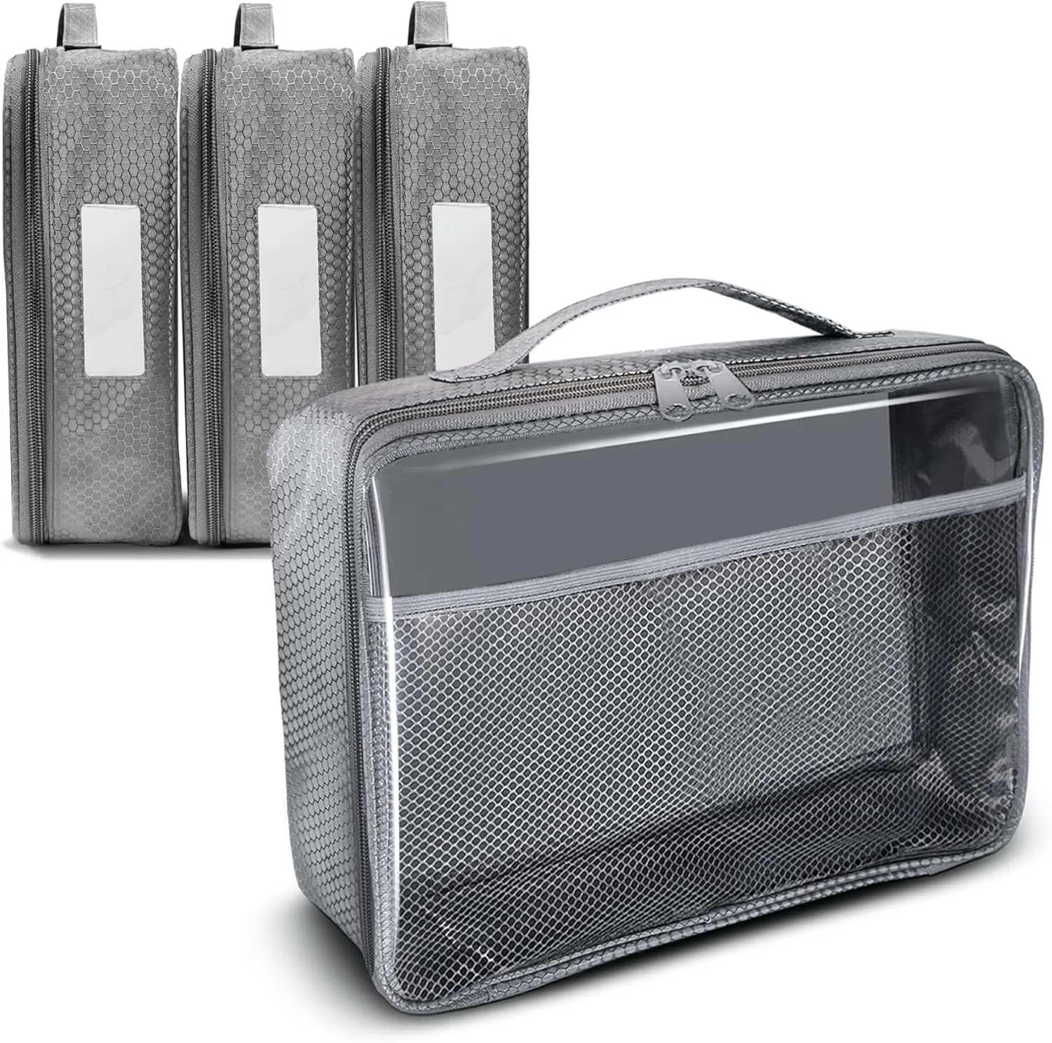 Toy Storage Organizer - On the Go Car Organization Bag, Lego Travel Case, Activity Bags for Kids, Traveling Carrying Case (Large 4 pc Grey)