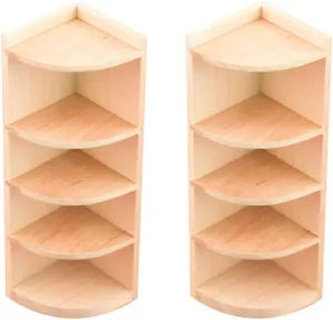 Toyvian 2pcs Bookcase Miniature Mini/Rustic Dollhouse Corner Landscape for Storage Furnishing Dolls Plaything Cabinet, Girl Bedroom Display Furniture Fairy