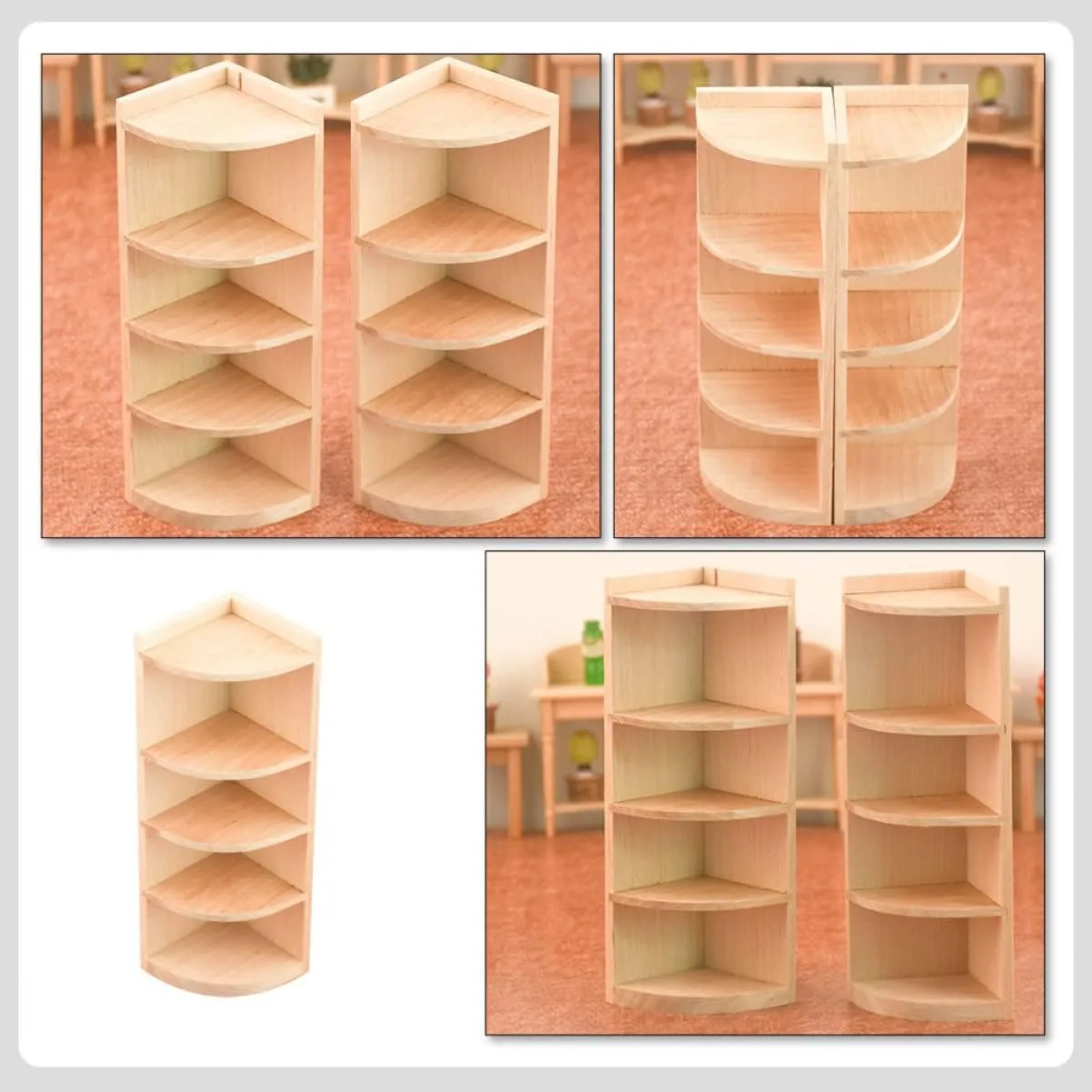 Toyvian 2pcs Bookcase Miniature Mini/Rustic Dollhouse Corner Landscape for Storage Furnishing Dolls Plaything Cabinet, Girl Bedroom Display Furniture Fairy