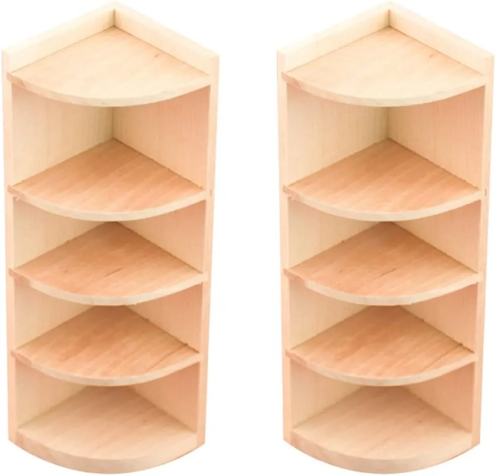 Toyvian 2pcs Bookcase Miniature Mini/Rustic Dollhouse Corner Landscape for Storage Furnishing Dolls Plaything Cabinet, Girl Bedroom Display Furniture Fairy