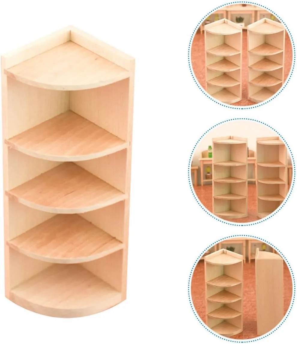 Toyvian 2pcs Bookcase Miniature Mini/Rustic Dollhouse Corner Landscape for Storage Furnishing Dolls Plaything Cabinet, Girl Bedroom Display Furniture Fairy