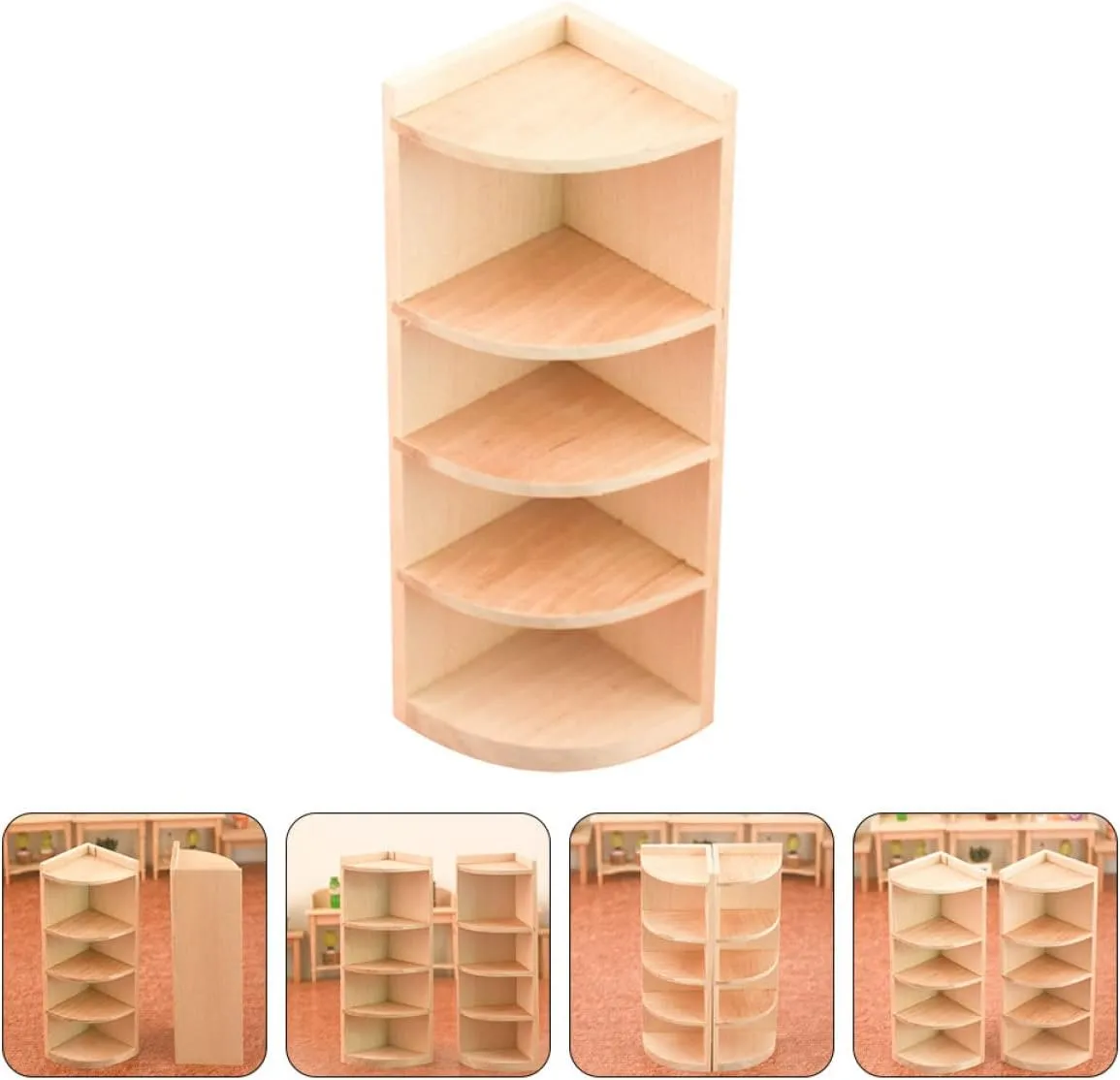 Toyvian 2pcs Bookcase Miniature Mini/Rustic Dollhouse Corner Landscape for Storage Furnishing Dolls Plaything Cabinet, Girl Bedroom Display Furniture Fairy