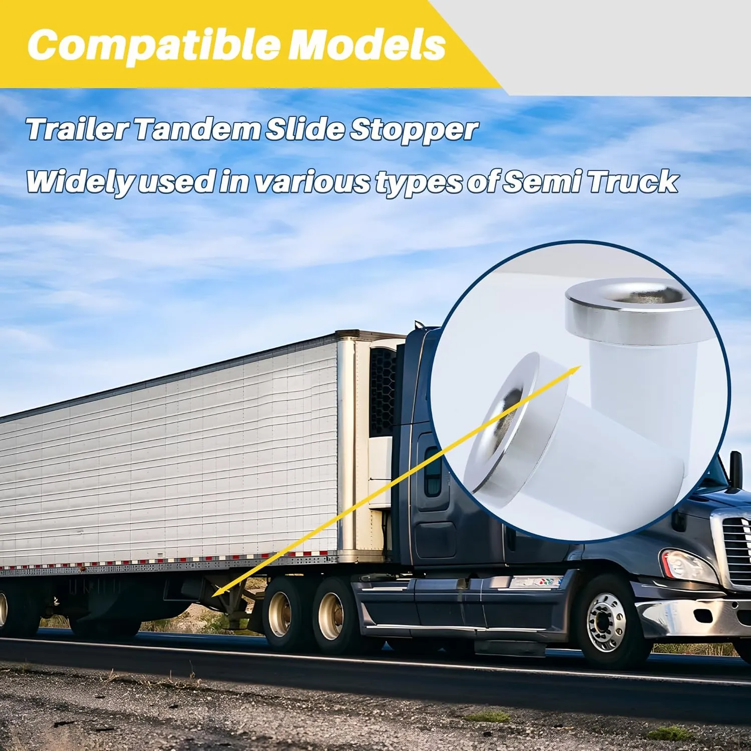 Trailer Tandem Slide Stopper, Locking Pin Tandem Stopper, Slider Stop Lock Pin Tool for Semi Truck, Heavy Duty Steel Construction, Zinc Plated, Cold Rolled Steel - Qty 2PCS