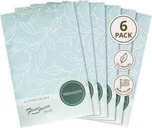 Tranquil Scented Sachets Pack of 6, Everyday - Long-Lasting Scented Bags, Home Fragrance, Air Freshener & Deodorizer for Closet, Room, Drawer, or Cars, Made in USA