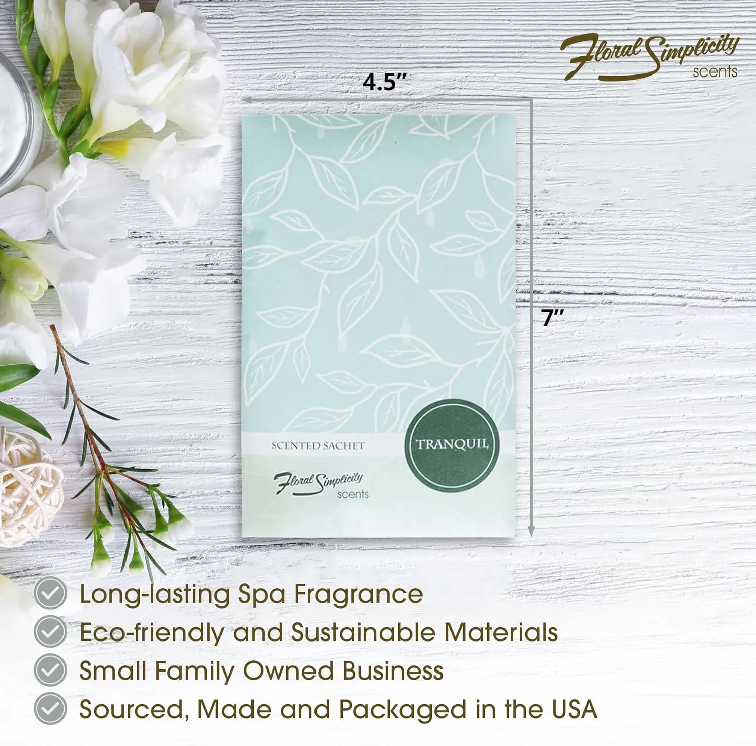 Tranquil Scented Sachets Pack of 6, Everyday - Long-Lasting Scented Bags, Home Fragrance, Air Freshener & Deodorizer for Closet, Room, Drawer, or Cars, Made in USA