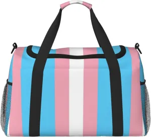 Transgender Flag Duffel Travel Gym Sports Overnight Weekend Duffle Bags For Men Women