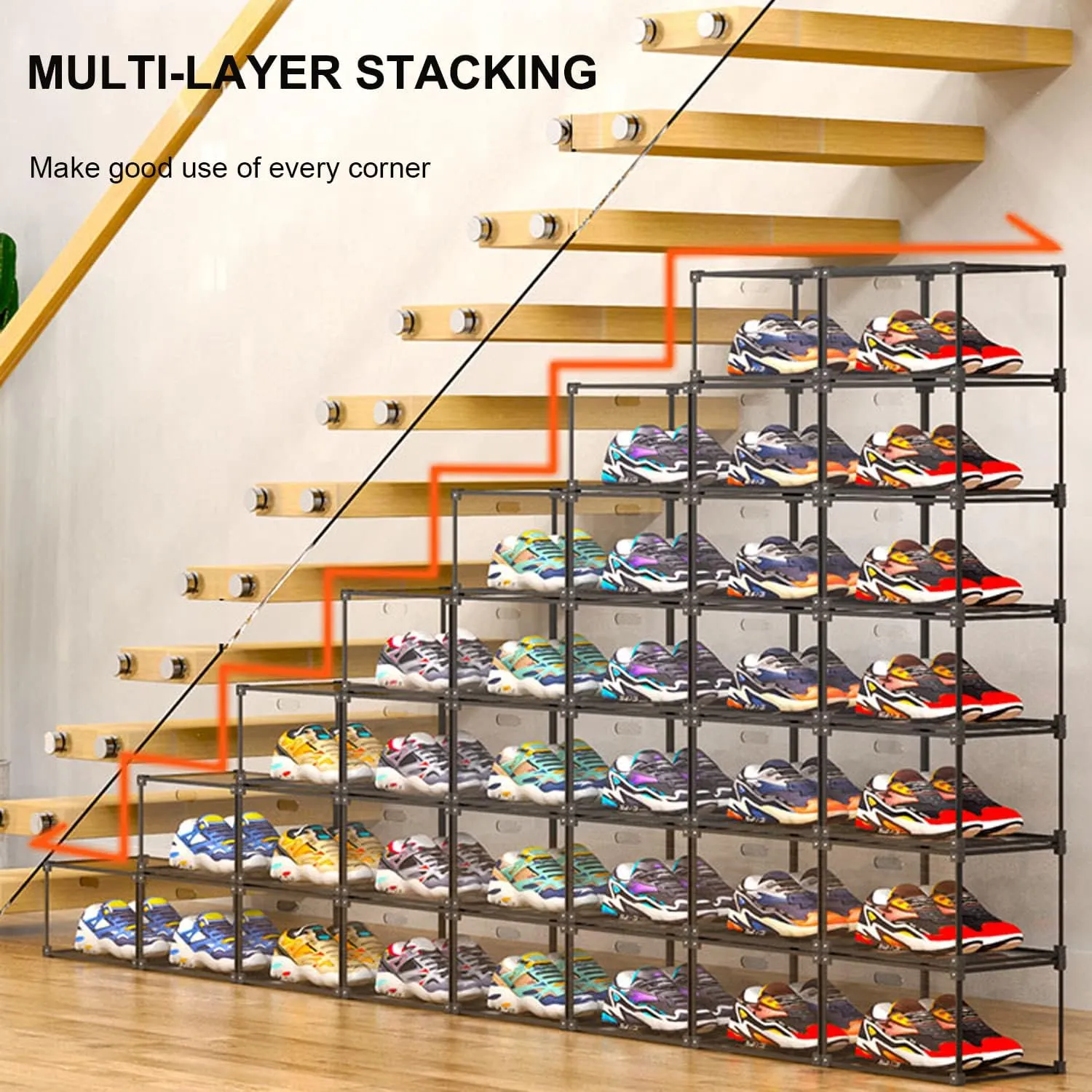 Transparent Plastic Storage Clear Shoe Display Case Box Organizer - Magnetic Side Open, 16PC (Black)