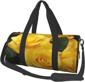Travel Bag For Women,Yellow Roses Print Personal Item Duffle Bags,Weekend Travel Duffel Tote Bag,Travel Sport Gym Bag For Men,Airplane Travel Essentials For Flying