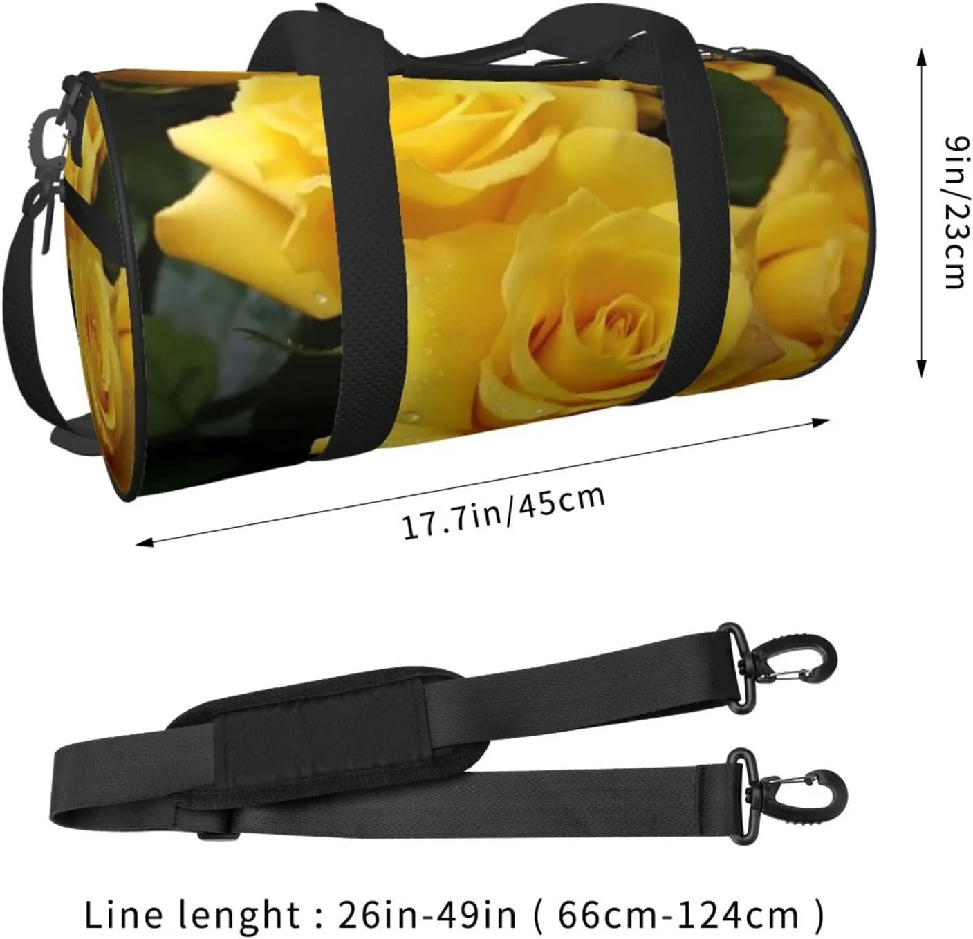 Travel Bag For Women,Yellow Roses Print Personal Item Duffle Bags,Weekend Travel Duffel Tote Bag,Travel Sport Gym Bag For Men,Airplane Travel Essentials For Flying