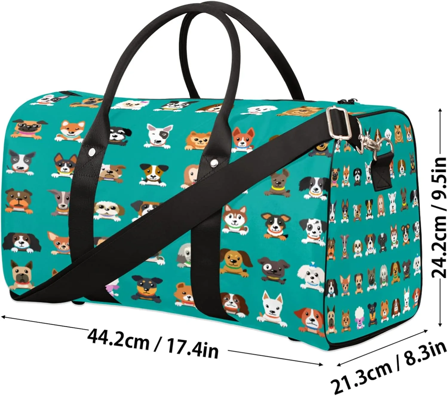 Travel Duffel Bag for Women Men Kawaii Cute Dog Pattern Sport Gym Tote Bag Lightweight Waterproof Foldable Weekender Overnight for Hospital Training Swim Yoga Handbag large