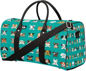 Travel Duffel Bag for Women Men Kawaii Cute Dog Pattern Sport Gym Tote Bag Lightweight Waterproof Foldable Weekender Overnight for Hospital Training Swim Yoga Handbag large