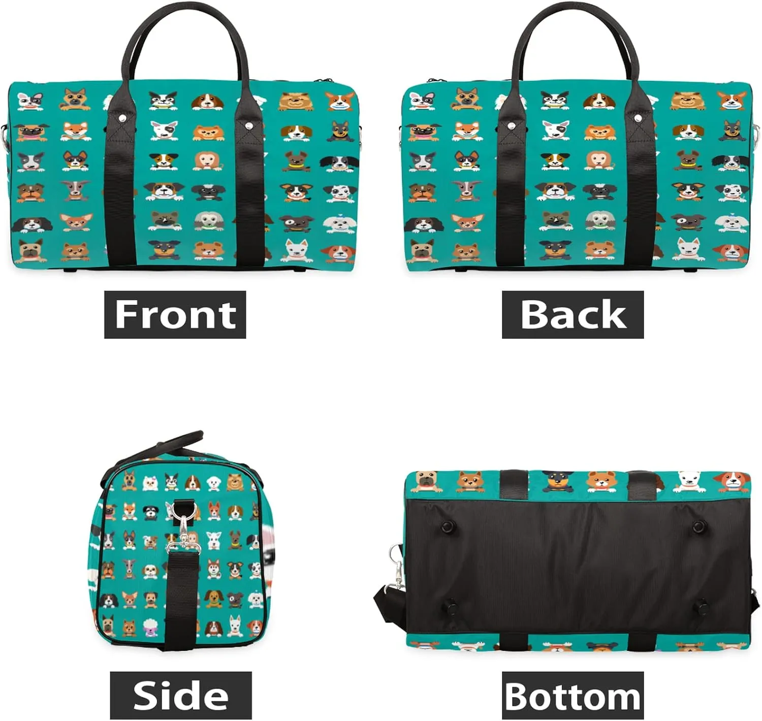 Travel Duffel Bag for Women Men Kawaii Cute Dog Pattern Sport Gym Tote Bag Lightweight Waterproof Foldable Weekender Overnight for Hospital Training Swim Yoga Handbag large