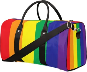 Travel Duffel Bag, Rainbow LGBTQ Sports Tote Gym Bag Foldable Weekender Workout Bags Carry on Luggage Handle Overnight Shoulder Bags for Women Men