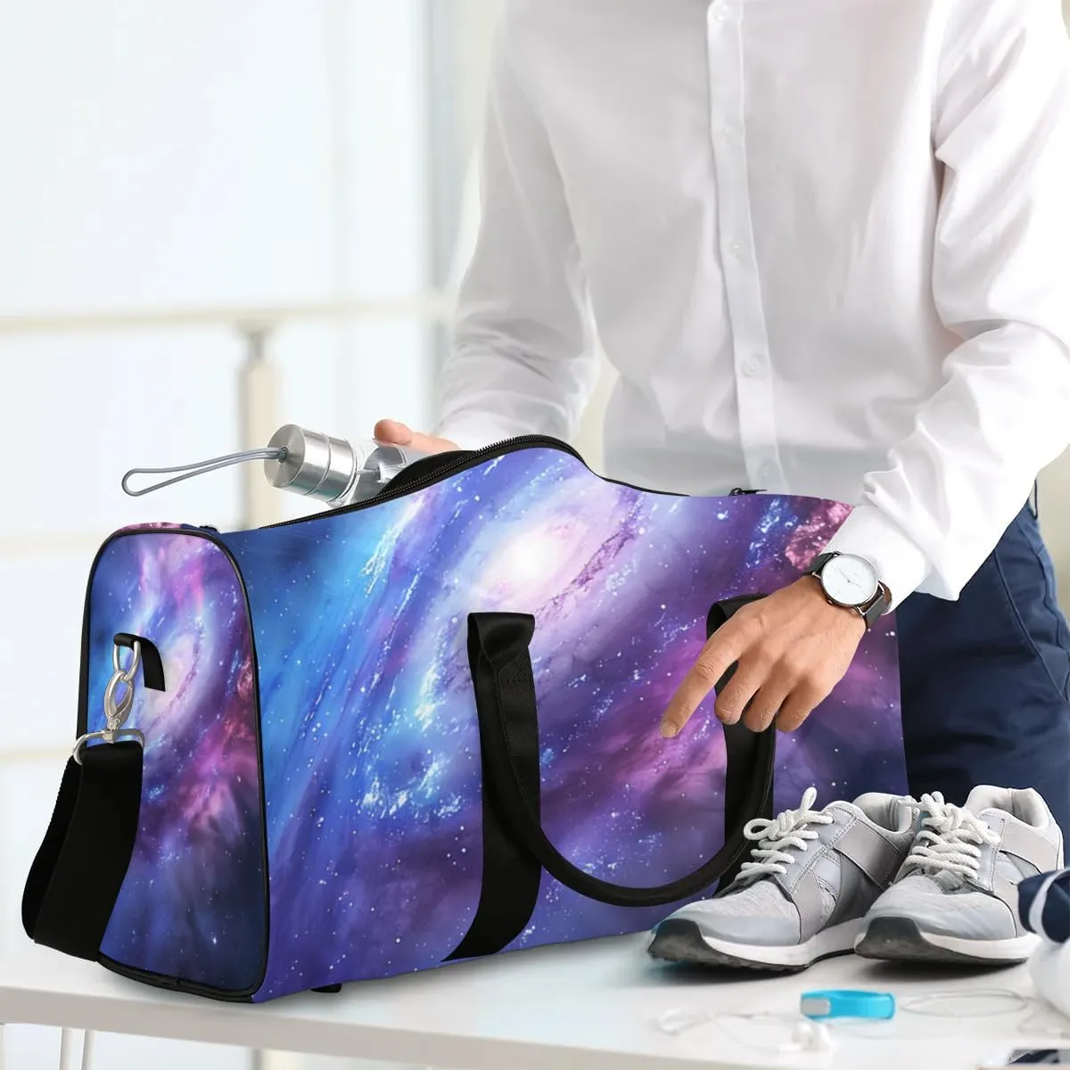 Travel Duffel Bag, Universe Galaxy Nebulae Sports Tote Gym Bag Foldable Western Aztec Weekender Bag Carry on Luggage Handle Bag Overnight Shoulder Bag for Women Men,A-1031