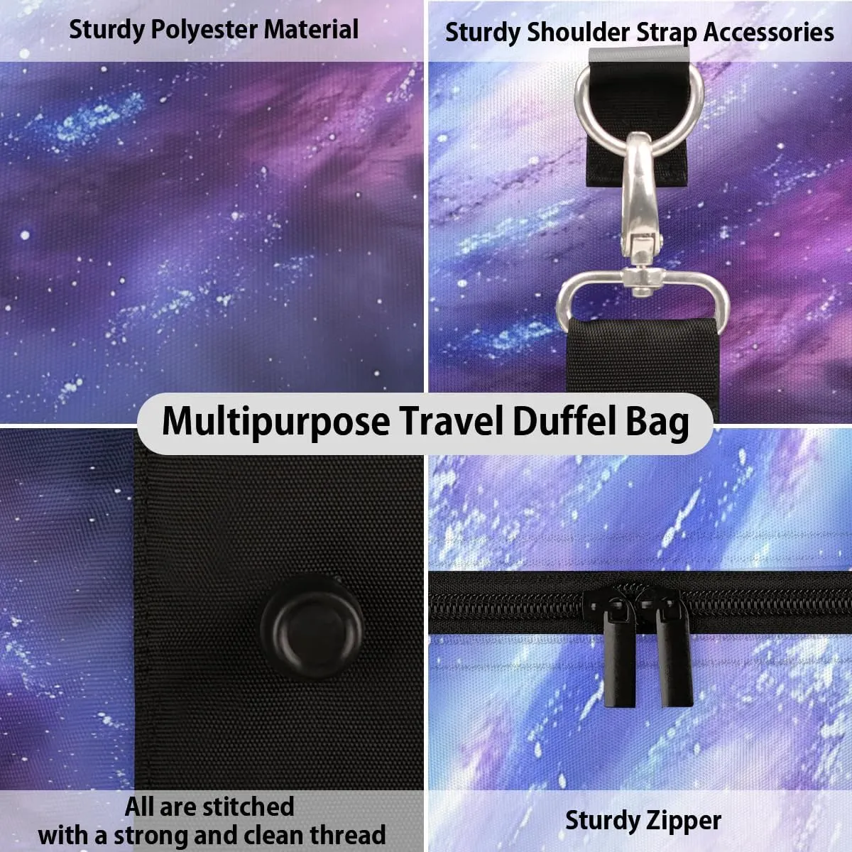 Travel Duffel Bag, Universe Galaxy Nebulae Sports Tote Gym Bag Foldable Western Aztec Weekender Bag Carry on Luggage Handle Bag Overnight Shoulder Bag for Women Men,A-1031
