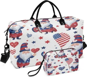 Travel Duffle Bag, American Independence Dwarf Gym Bag with Storage Bag Weekender Overnight Bag for Men Women Trip Sports Yoga