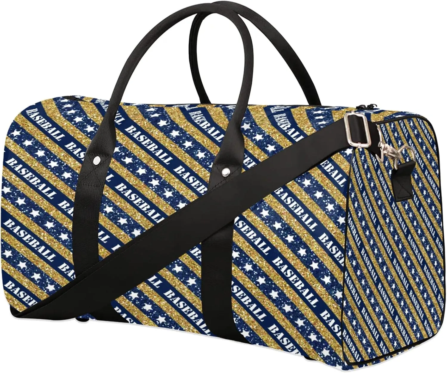 Travel Duffle Bag Baseball Blue Stars Sports Gym Bags for Women Men Weekender Overnight Bags Waterproof Carry On Tote Bag Workout Bag for Dance Swimming Yoga Hospital