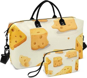 Travel Duffle Bag, Cheese Gym Bag with Storage Bag Weekender Overnight Bag for Men Women Trip Sports Yoga