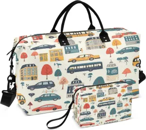 Travel Duffle Bag, City House Car Bus Gym Bag with Storage Bag Weekender Overnight Bag for Men Women Trip Sports Yoga