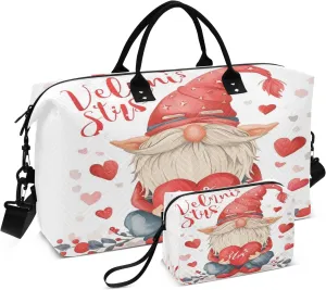 Travel Duffle Bag, Valentine Love Dwarf Gym Bag with Storage Bag Weekender Overnight Bag for Men Women Trip Sports Yoga