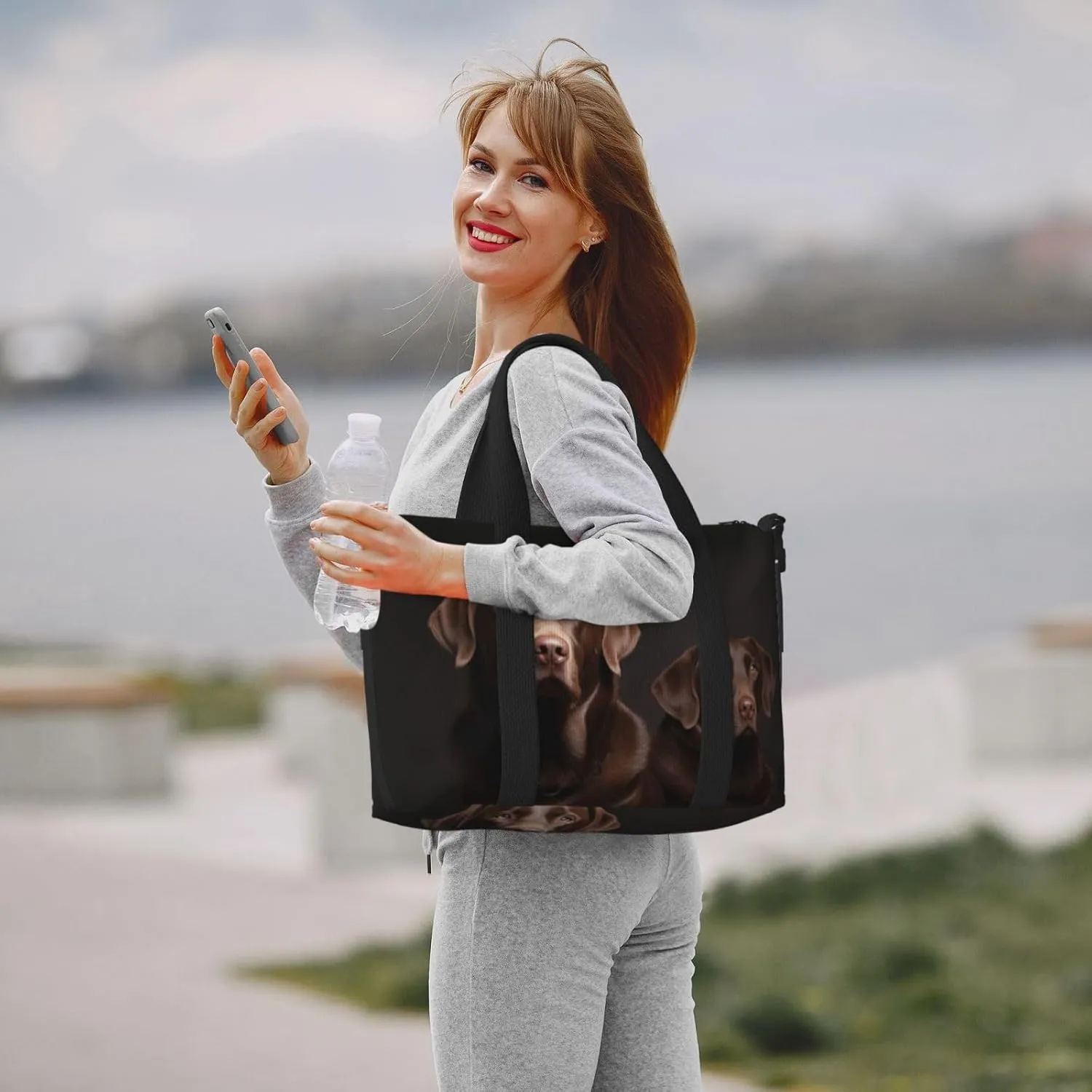 Travel Duffle Bag Weekender Bags for Men Women Adjustable Large Capacity Weekender Overnight Bag Carry On Tote Bags Waterproof Sport Gym Bag for Travel Yoga, Brown Labrador Retriever, One Size