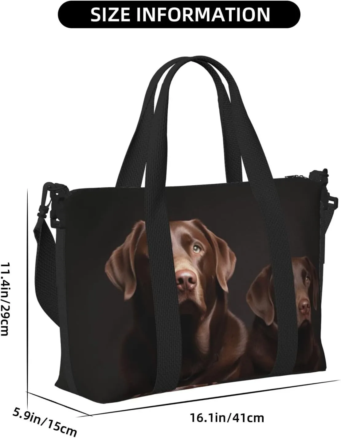 Travel Duffle Bag Weekender Bags for Men Women Adjustable Large Capacity Weekender Overnight Bag Carry On Tote Bags Waterproof Sport Gym Bag for Travel Yoga, Brown Labrador Retriever, One Size