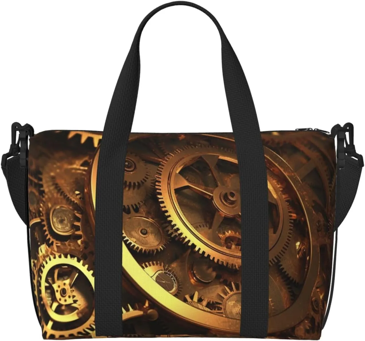 Travel Duffle Bag Weekender Bags for Men Women Adjustable Large Capacity Weekender Overnight Bag Carry On Tote Bags Waterproof Sport Gym Bag for Travel Yoga, Cool Steampunk Gears, One Size