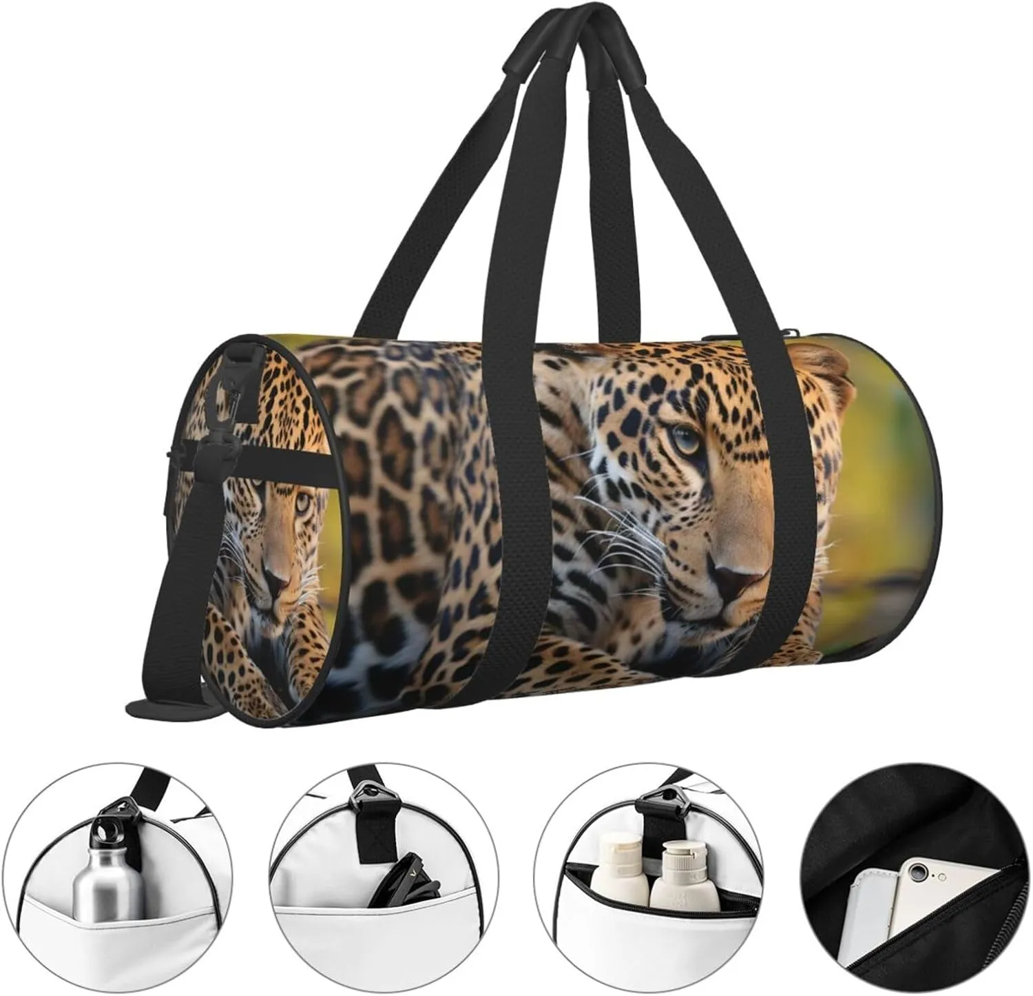 Travel Duffle Bag Weekender Bags for Men Women with Shoe Compartment Large Capacity Weekender Overnight Bag African Leopard Carry On Tote Bags Sport Gym Bag for Travel Yoga