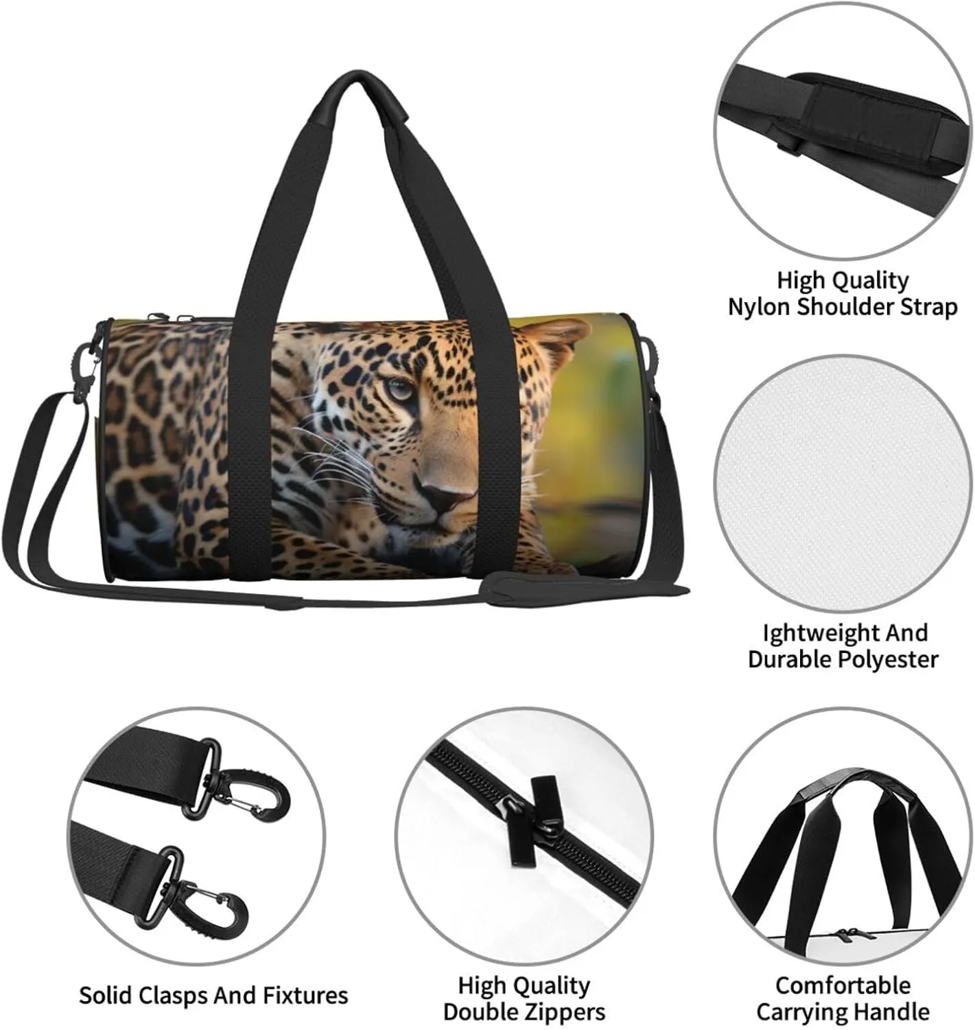 Travel Duffle Bag Weekender Bags for Men Women with Shoe Compartment Large Capacity Weekender Overnight Bag African Leopard Carry On Tote Bags Sport Gym Bag for Travel Yoga