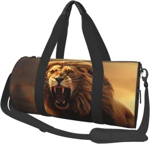 Travel Duffle Bag Weekender Bags for Men Women with Shoe Compartment Large Capacity Weekender Overnight Bag Angry Roaring Lion Carry On Tote Bags Sport Gym Bag for Travel Yoga