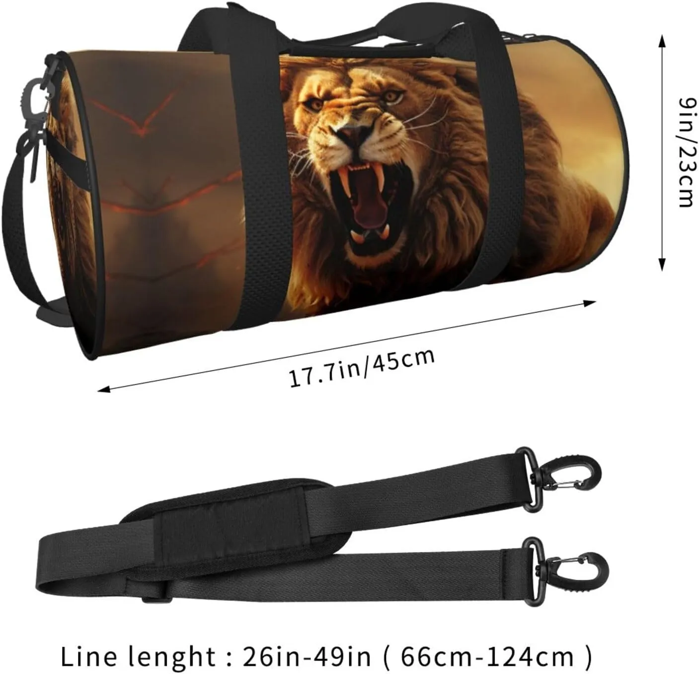 Travel Duffle Bag Weekender Bags for Men Women with Shoe Compartment Large Capacity Weekender Overnight Bag Angry Roaring Lion Carry On Tote Bags Sport Gym Bag for Travel Yoga