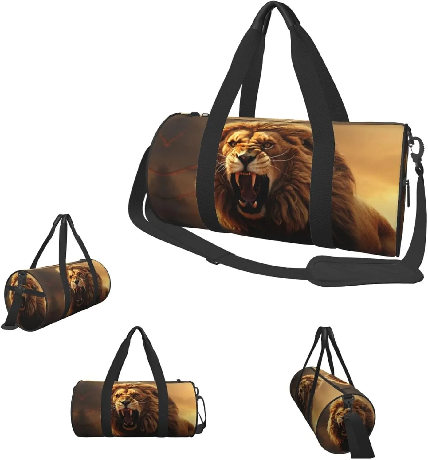 Travel Duffle Bag Weekender Bags for Men Women with Shoe Compartment Large Capacity Weekender Overnight Bag Angry Roaring Lion Carry On Tote Bags Sport Gym Bag for Travel Yoga