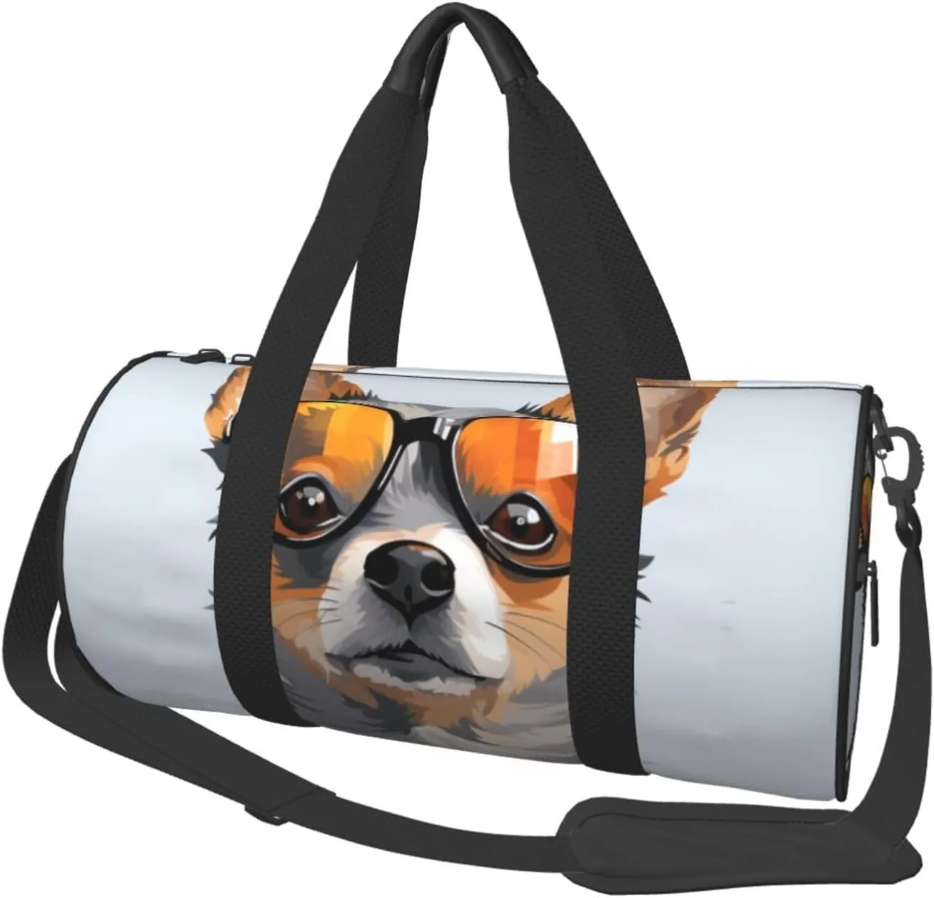 Travel Duffle Bag Weekender Bags For Men Women With Shoe Compartment Large Capacity Weekender Overnight Bag Chihuahua Dog Glasses Carry On Tote Bags Sport Gym Bag For Travel Yoga
