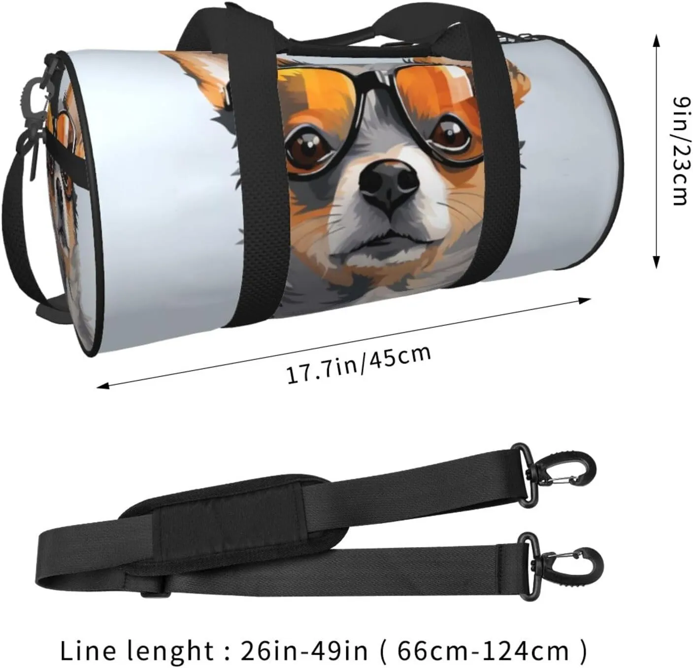 Travel Duffle Bag Weekender Bags For Men Women With Shoe Compartment Large Capacity Weekender Overnight Bag Chihuahua Dog Glasses Carry On Tote Bags Sport Gym Bag For Travel Yoga