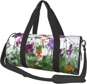 Travel Duffle Bag Weekender Bags For Men Women With Shoe Compartment Large Capacity Weekender Overnight Bag Garden Wildflowers Carry On Tote Bags Sport Gym Bag For Travel Yoga