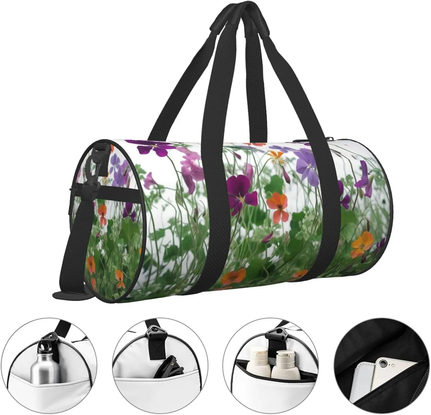 Travel Duffle Bag Weekender Bags For Men Women With Shoe Compartment Large Capacity Weekender Overnight Bag Garden Wildflowers Carry On Tote Bags Sport Gym Bag For Travel Yoga
