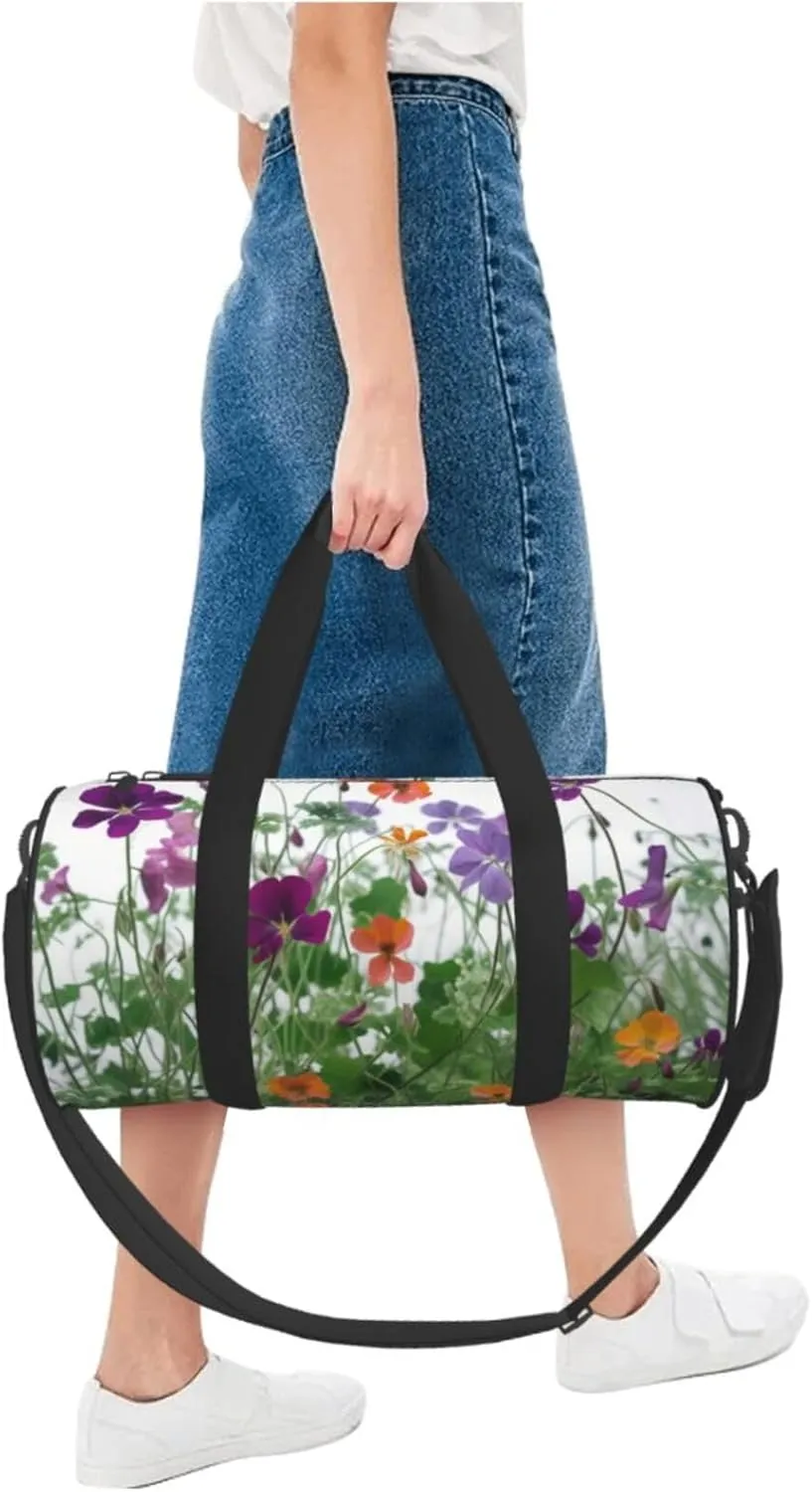 Travel Duffle Bag Weekender Bags For Men Women With Shoe Compartment Large Capacity Weekender Overnight Bag Garden Wildflowers Carry On Tote Bags Sport Gym Bag For Travel Yoga