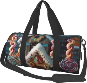 Travel Duffle Bag Weekender Bags For Men Women With Shoe Compartment Large Capacity Weekender Overnight Bag Lollipops Christmas Trees Cottage Carry On Tote Bags Sport Gym Bag For Travel Yoga