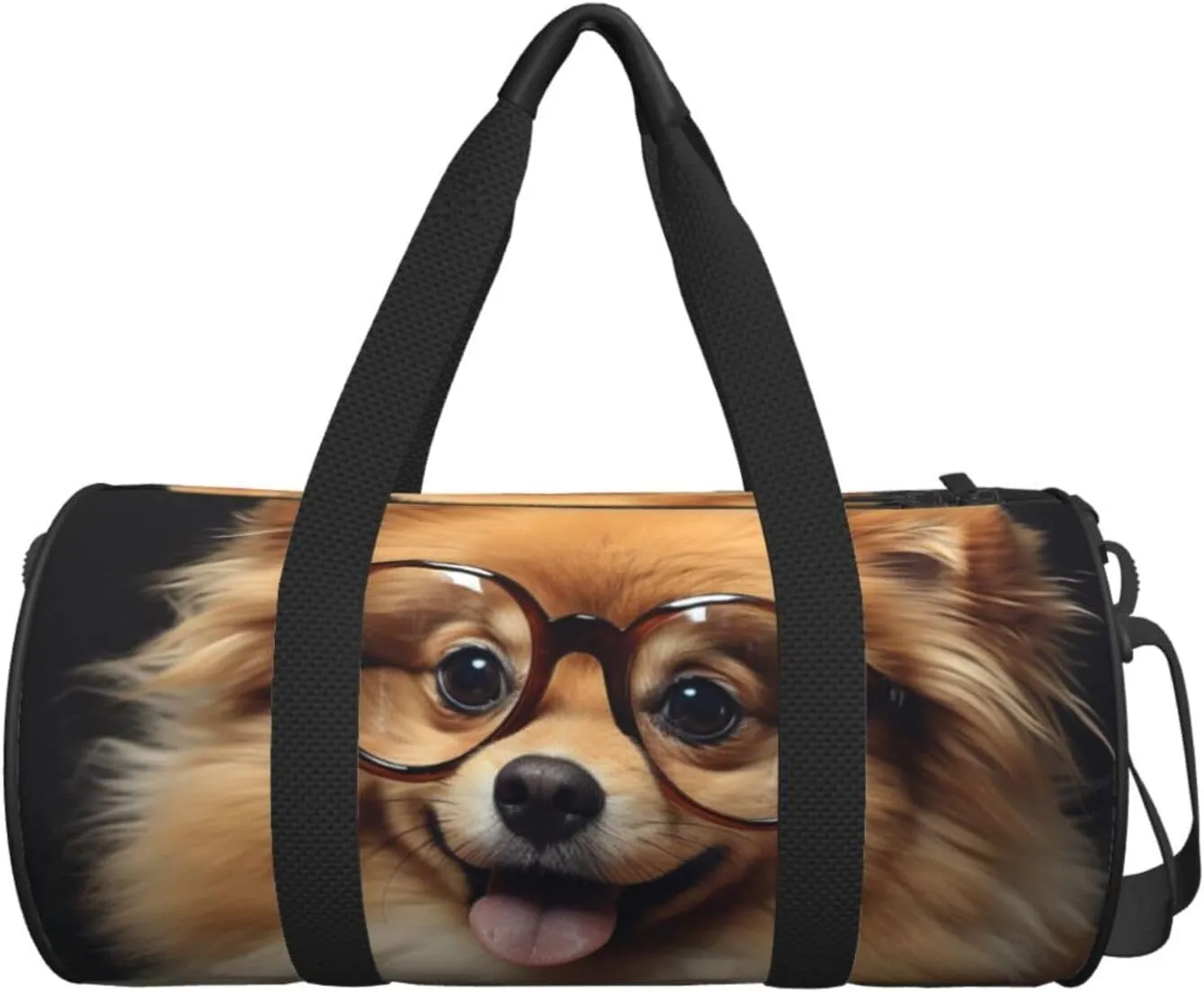 Travel Duffle Bag Weekender Bags For Men Women With Shoe Compartment Large Capacity Weekender Overnight Bag Pomeranian Dog Wearing Glasses Carry On Tote Bags Sport Gym Bag For Travel Yoga
